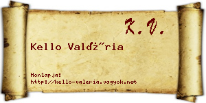 Kello Valéria névjegykártya